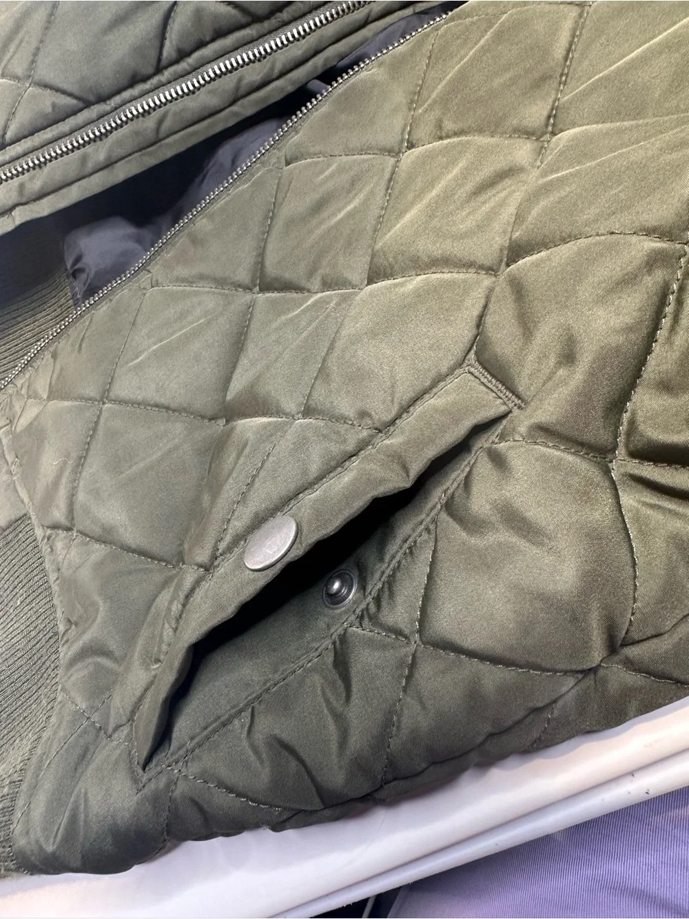 Old Navy Quilted Olive Green Kids Bomber Jacket